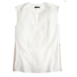 J.Crew Tuxedo Crisp Cotton Gold Side Zipper Sleeveless White Bib Top (size 8)